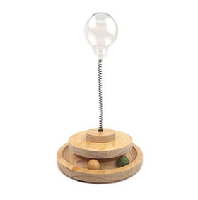 毛祖宗 實木彈簧漏食球轉盤